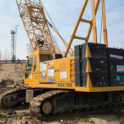 298kW Engine Power 100T Hydraulic Crawler Crane  With PLC Control System And 9m 18m Jib Length